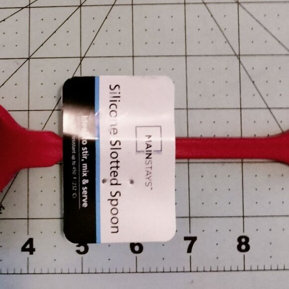 Mainstays Red Silicone Slotted Spoon Heat Resistant Cooking Serving Utensil - Picture 3 of 5